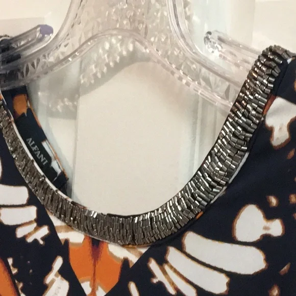 Abstract “Monarch Butterfly” Pattern Sleeveless Top with Shark Bite Hem - Picture 2 of 7